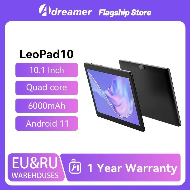 Adreamer LeoPad10 Tab 10.1 Inch Tablet 1280*800 IPS Quad Core Android 11 2GB RAM 32GB ROM Bluetooth Wifi Tablets 6000mAh Battery qps 10 inch kids tablets android 11 1280 800 hd ouad core wifi 2gb 32gb children tablet for kids study with holder 6000mah