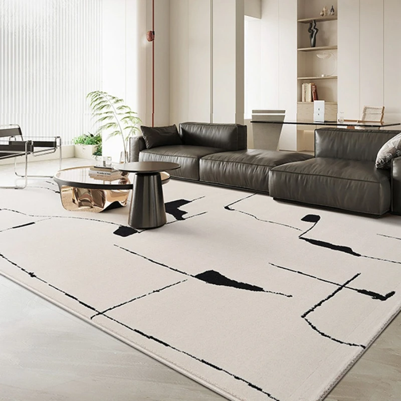 Black White Line Living Room Carpet Minimalist Cream Style Sofa Coffee Table Mat Cloakroom Home Bedroom Bedside Rug Ковер Tapis