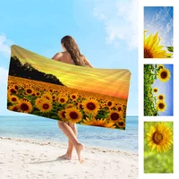 3D Printing Sunflower Microfiber Blanket Quick Drying Beach Towels Oversized Printing Super Absorbent Pool Towel Blanket 2