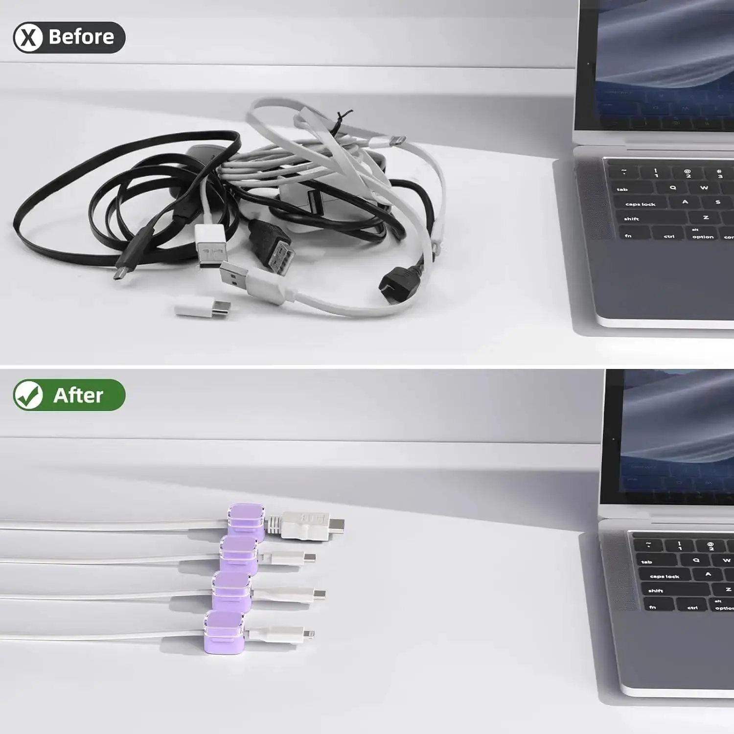 Magnetic Cable Organizer Clips Adjustable Cord Holder