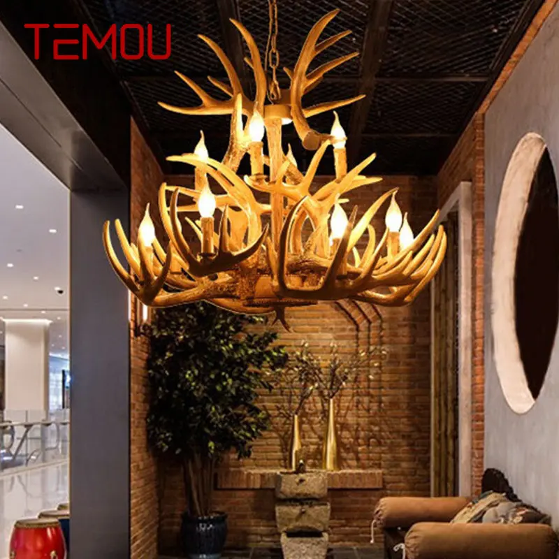 

TEMOU Contemporary Antler Ceiling Chandeliers Creative Design Lamp Pendant Light Fixtures for Home Dining Room Decor