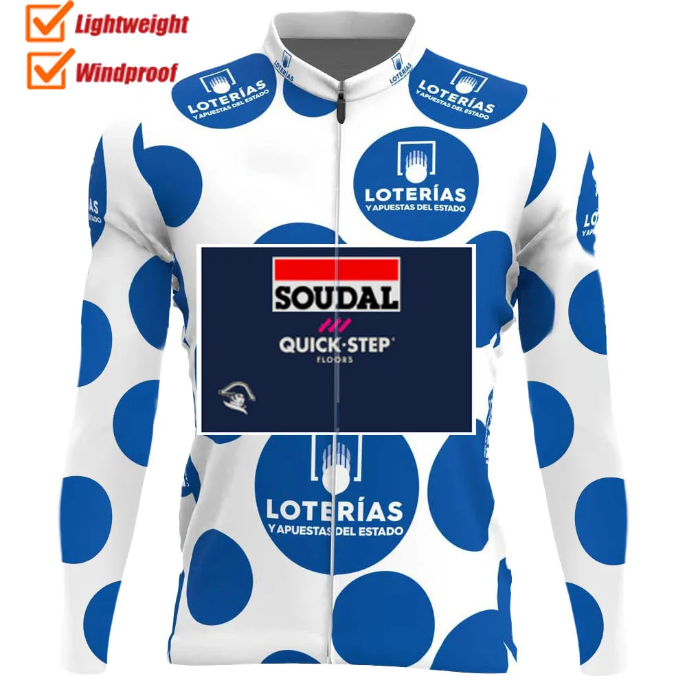 Bélgica Soudal Quick Step Team 2023 Chaleco cortavientos para hombre, chaqueta de ciclismo, maillot de ciclismo a prueba de viento, manga larga, maillot de ciclismo de montaña