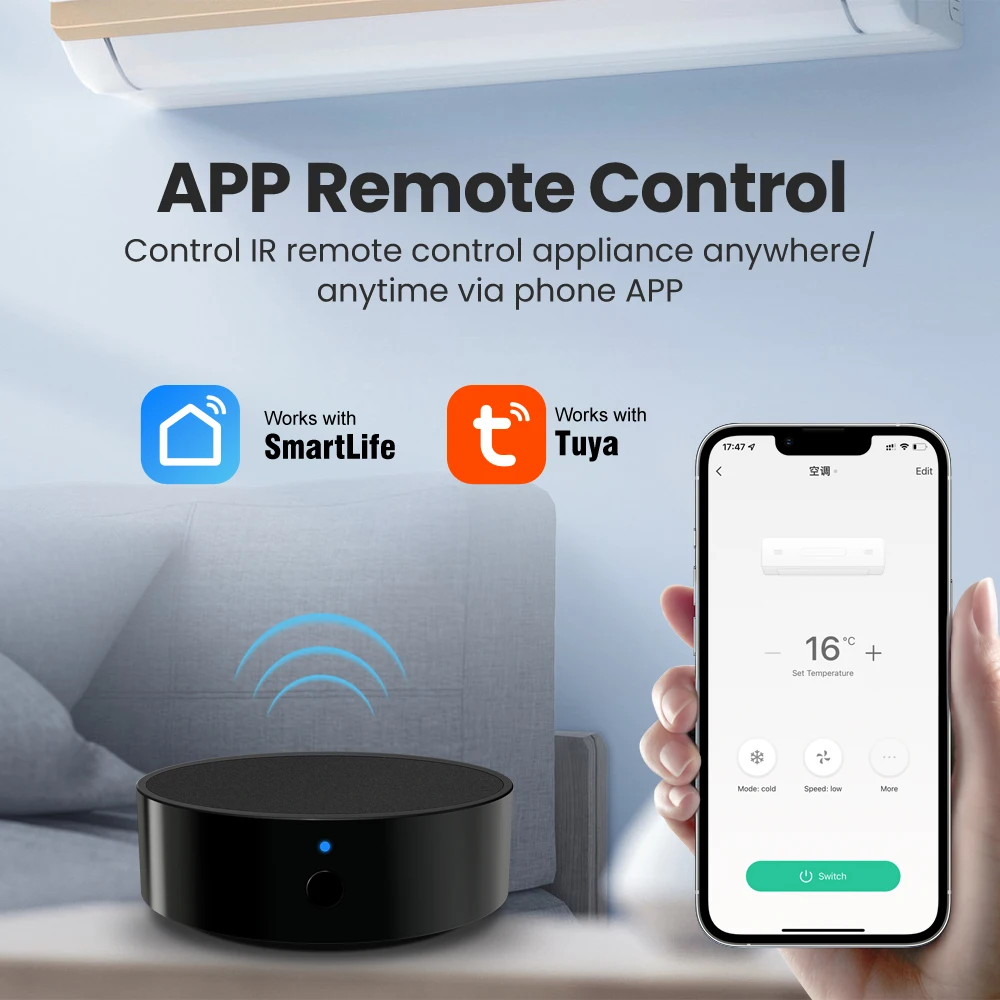 에어컨 TV 용 AVATTO Tuya WiFi IR 리모컨, Alexa,Google 홈용 스마트 홈 적외선 범용 리모컨