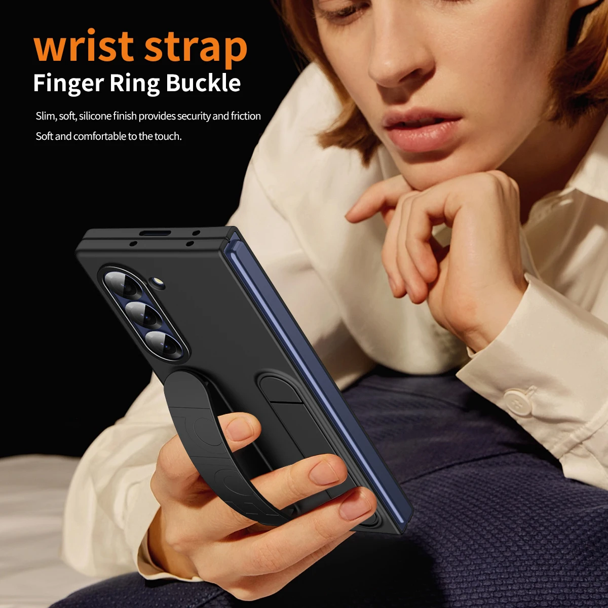 For Samsung Galaxy Z Fold 3 4 5 6 Luxury Full Protection Wristband Stand Shockproof Screen Protector Phone Case Cover_voghion.com