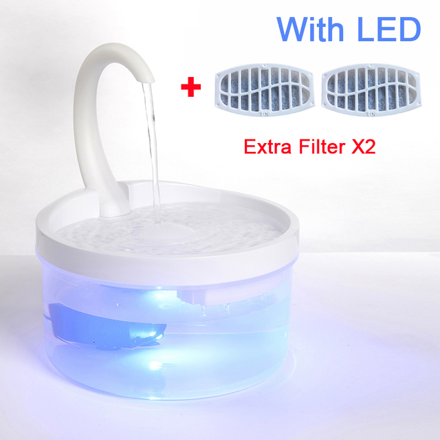 Cat Water Fountain LED Blue Light USB Powered Automatic Water Dispenser Cat Feeder Drink Filter For Cats Drinking Fountain