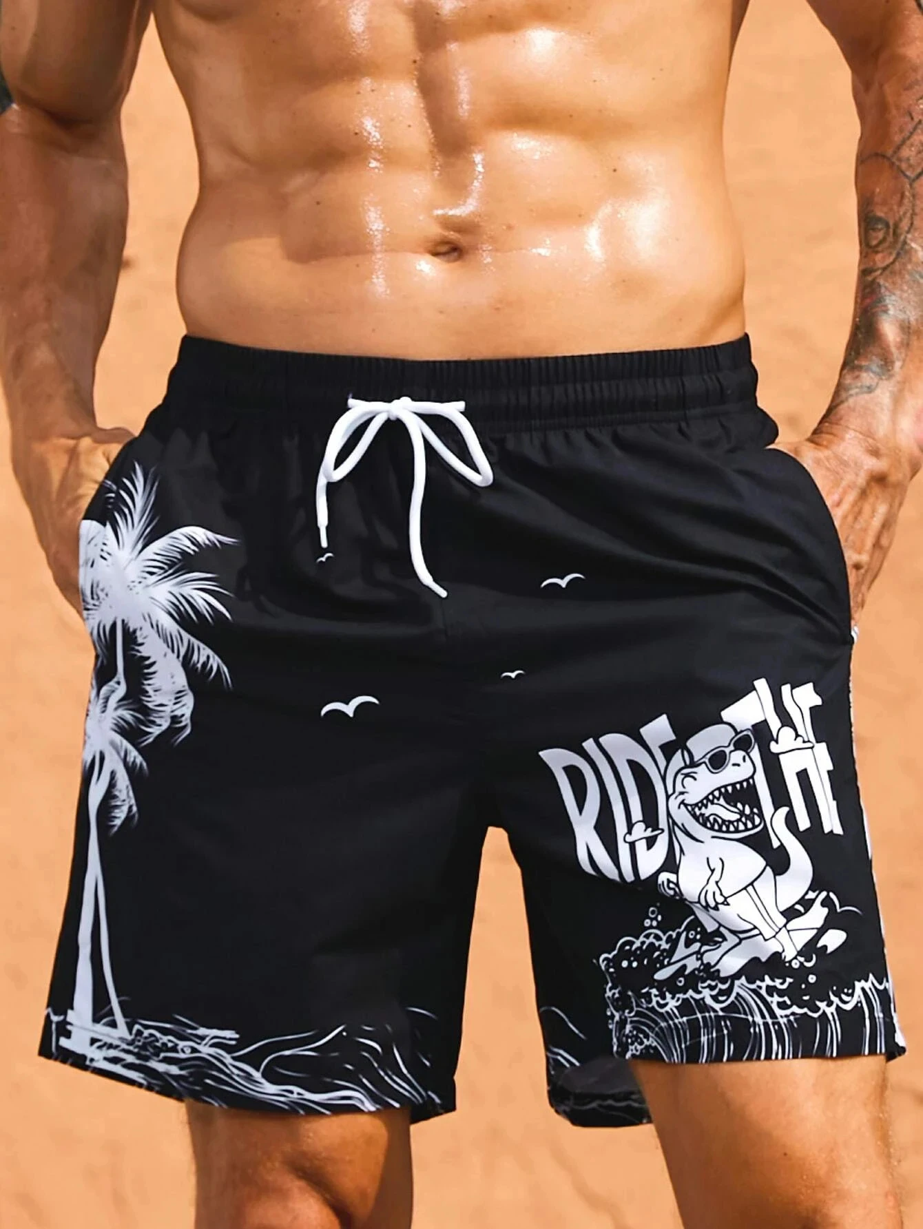 Men's quick-drying Hawaiian shorts with floral and leaf print 3D beachwear soft loose casual novelty summer novelty shorts 6