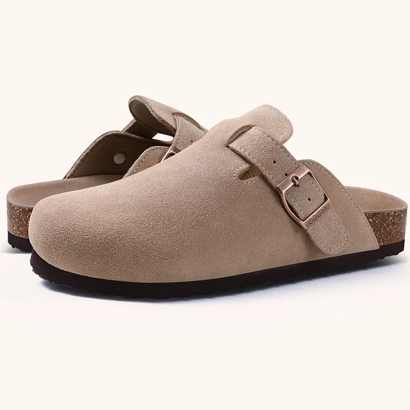 Bebealy Classic Cork Slippers Women Mules Platform Clogs Slippers Comfort Footbed Suede Home Slippers with Adjustable buckle
