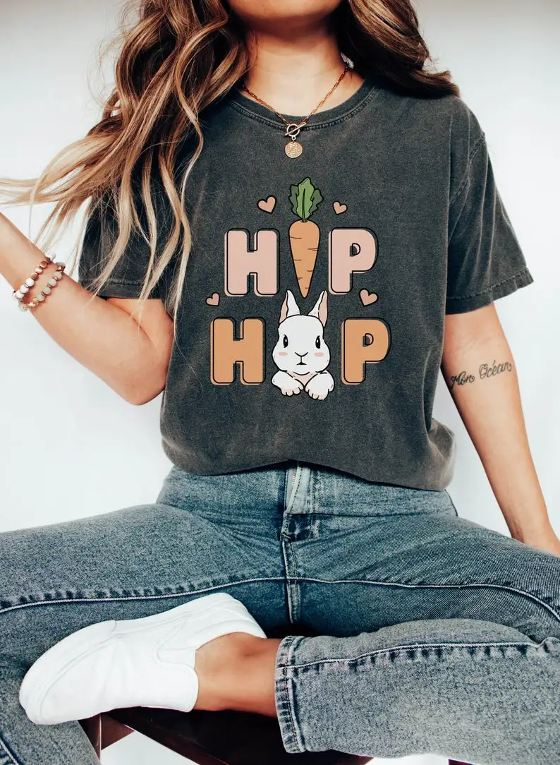 

Easter Shirt Easter Hip Hop Bunny Teacher Short Sleeve Top Tees O Neck 100% cctton Streetwear Harajuku goth y2k Fashion kawaii