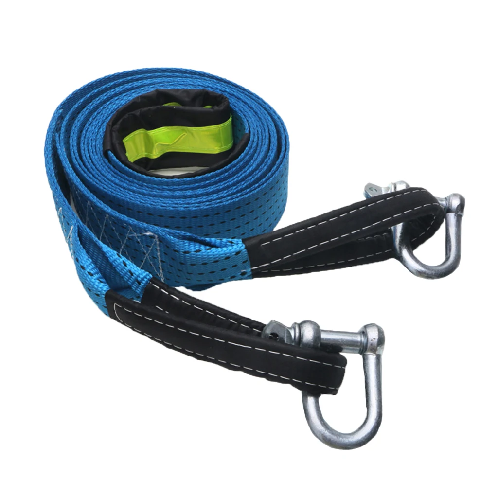 Blue Heavy Duty Tow Strap with Hooks - 17,636 LB Capacity Polyester