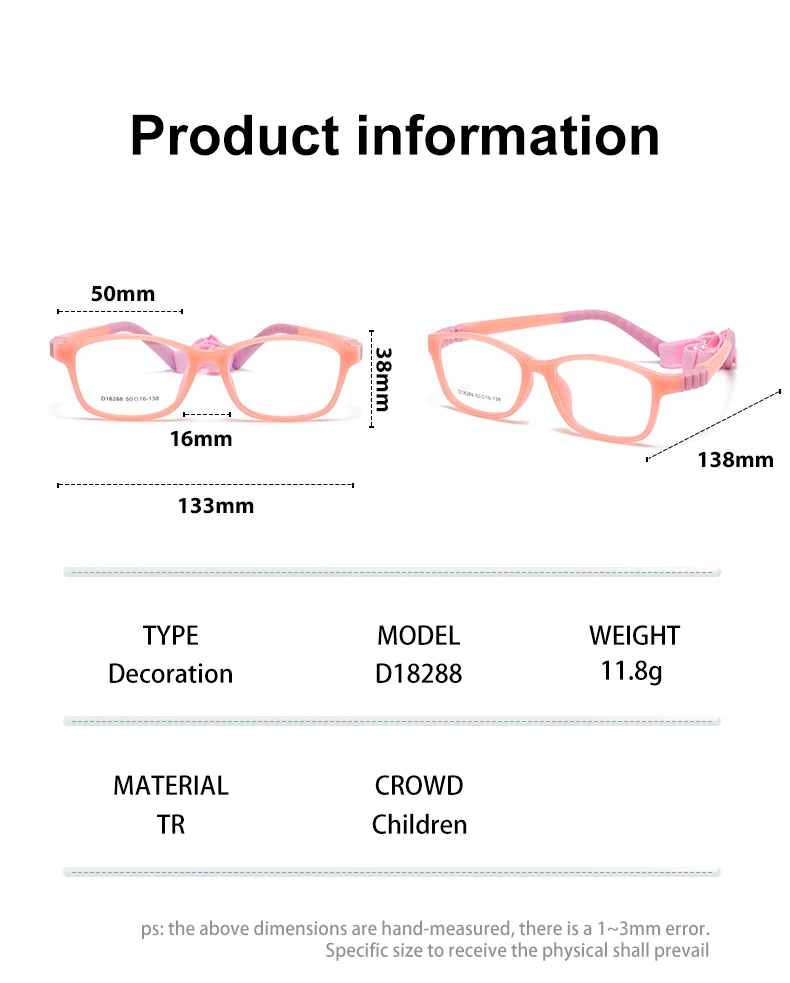 VICKY Fashionable Detachable Frames Anti-Blue Light Glasses TR90 Children's Frames Customizable Prescription D18288
