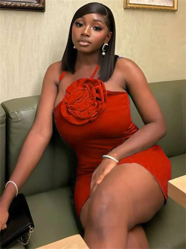 Wmstar Dresses Women Wholesale Halter Neck Sleeveless Flower Wrap Hip Dress Stretch Sexy Streetwear Mini Dresses Dropshipping