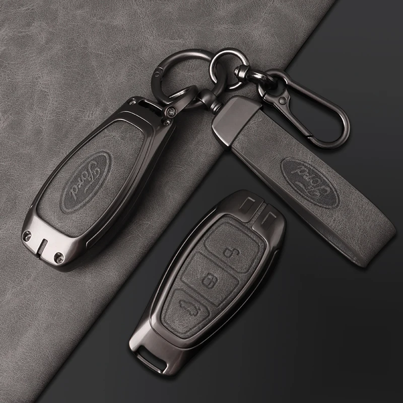Key Case Key Case Cover Car Key Shell Car Leather Remote Key Case Fob Cover Shell for Ford Focus 3 4 ST Fiesta Fusion Kuga Ecosport Mondeo MK3 MK4 Protect Accessories