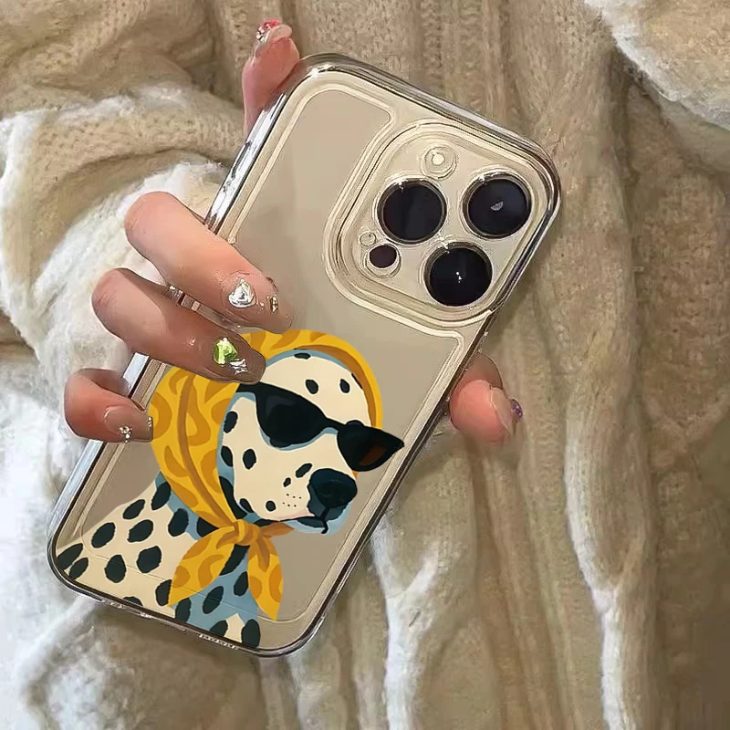 Cartoon Dalmatian Glasses & Scarf Design Phone Case