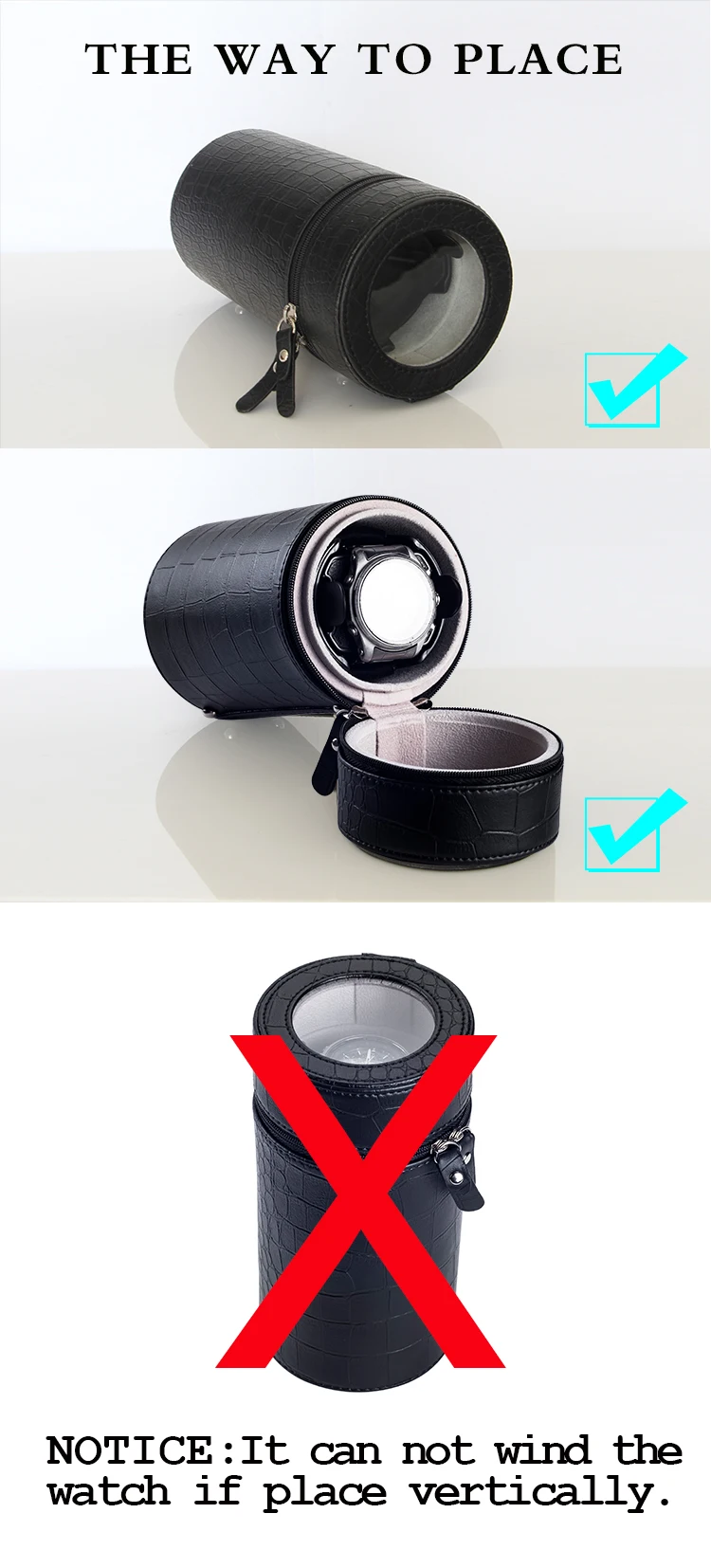 ZAPANAS Portable Automatic Watch Winder PU Leather Box for Travel Watch Winder Storage Box Mabuchi Motor