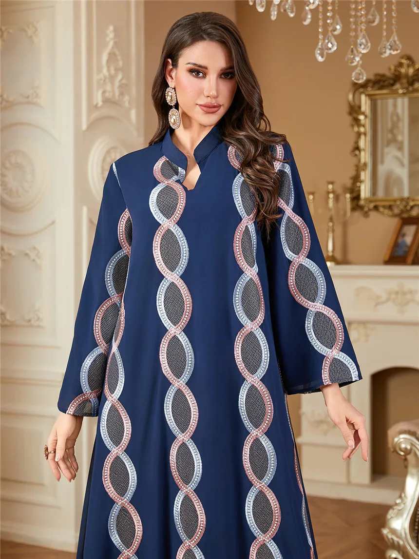 فستان عباية نسائي فضفاض مطرز لرمضان للنساء مغربي س...