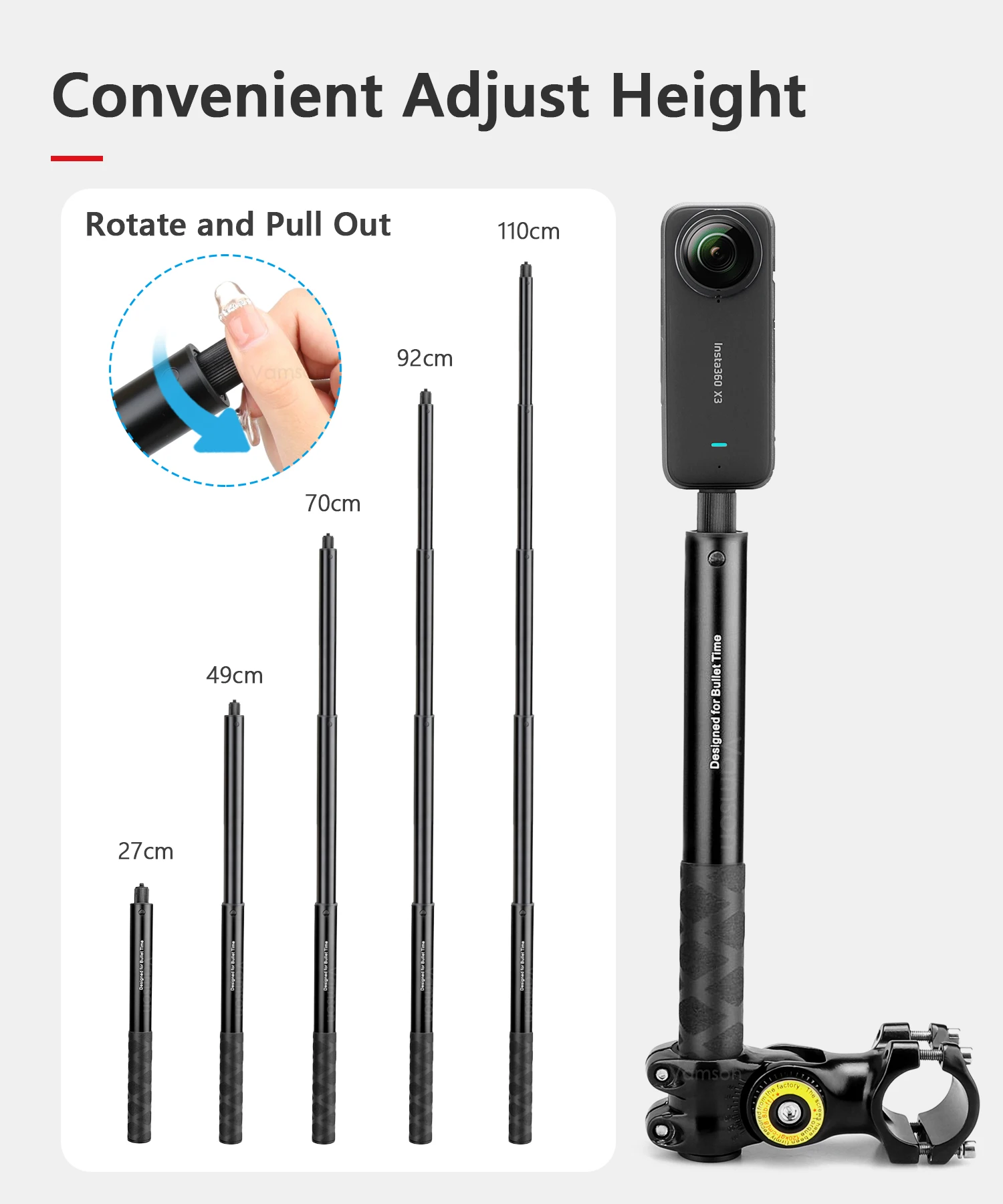 Insta 360x3 One X2, monopé invisível, acessórios para câmera Go Pro