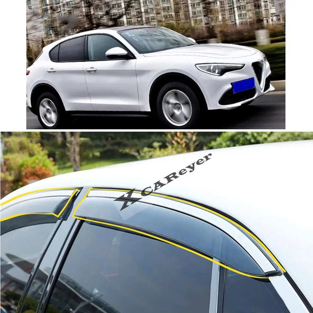 

For Alfa Romeo Stelvio 2017 2018 2019 2020 2021 Car Body Styling Sticker Plastic Window Glass Wind Visor Rain/Sun Guard Vent