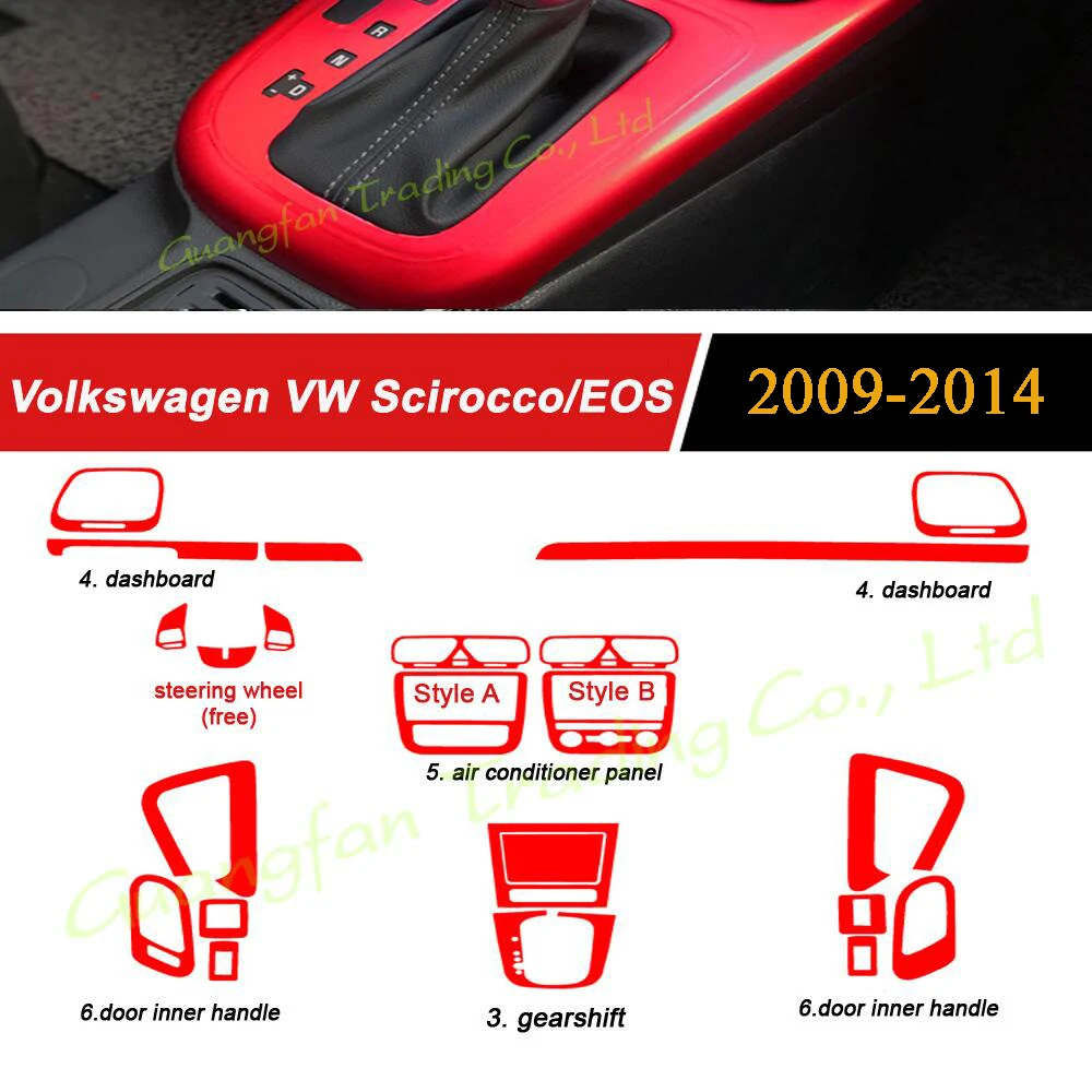 

Car-Styling Carbon Fiber Car Interior Center Console Color Change Molding Sticker Decals For Volkswagen VW Scirocco EOS 2009-14