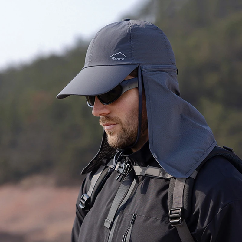 Multifunction Baseball Cap with Neck Flap Men's Summer Anti-UV Sun Hat Women Outdoor Foldable Quick Drying Hiking Fishing Hat 4