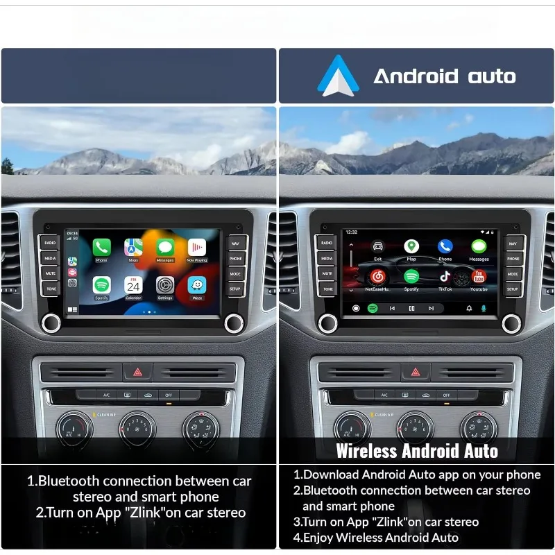 For VW Volkswagen Seat Golf Passat Jetta Beetle Tiguan Touran EOS 7” Touchscreen For CarPlay&Android Auto FM Backup Camera MIC