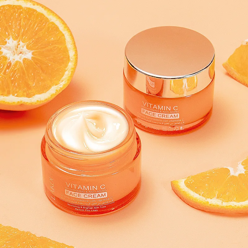 LAIKOU Vitamin C Face Cream Makeup for Women Moisturizer Whitening Anti Aging Repair VC Foundation Cream for Face Skin Care 50g