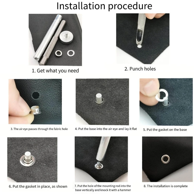 5mm Metal Grommets Kits 10 Colors Eyelet Punch Set 400Pcs Metal Eyelets Grommet Sets for Leather/Clothes/Curtain Repair