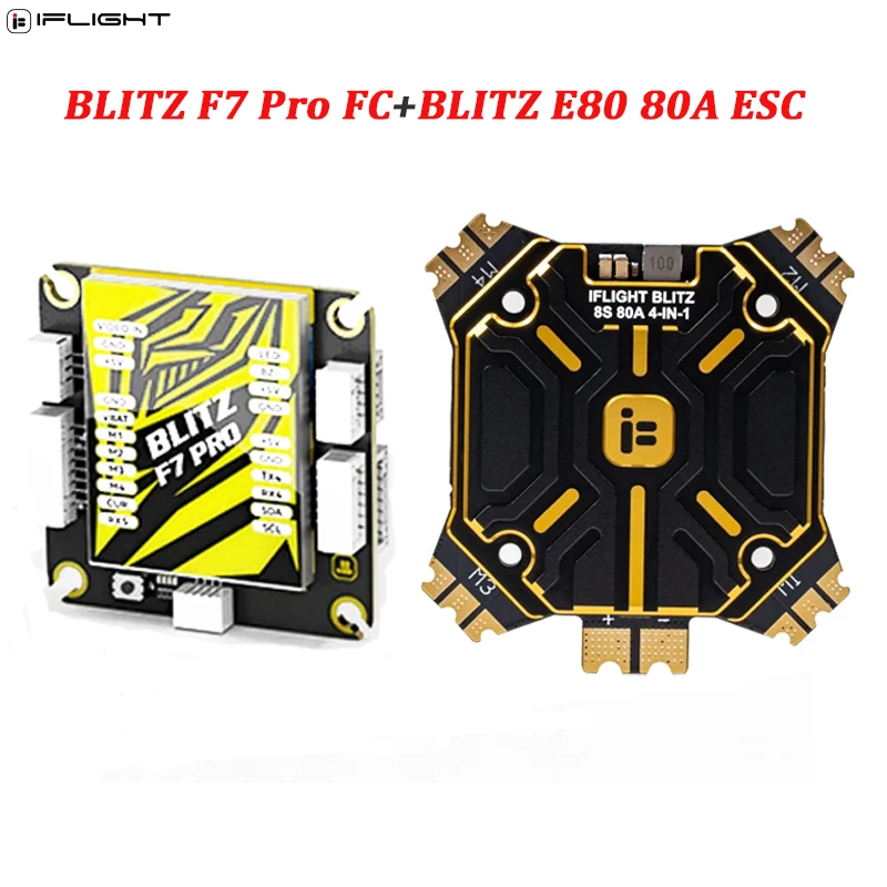 

IFLIGHT BLITZ F7 Pro 4-8S 512MB VTX Flight Controller/ BLITZ E80 4-IN-1 Pro G2 80A 2-8S DShot ESC For RC Racing Crossover Drone