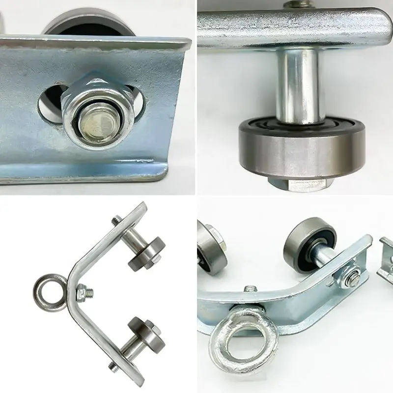 Heavy-duty Pulley Angle Iron Suspension Pulley Support Cable Pulley Circular For Industrial Machines Rail Wire Rope 1pc 4