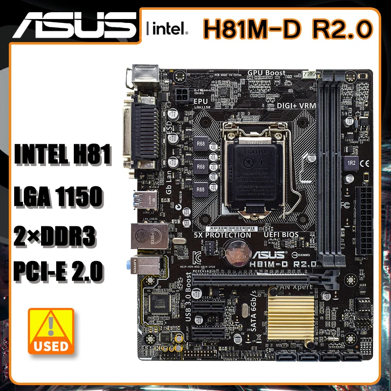 

LGA 1150 Motherboard ASUS H81M-D R2.0 Motherboard LGA 1150 DDR3 Intel H81 16GB PCI-E 2.0 USB3.0 Micro ATX For Core i3-4170 cpus