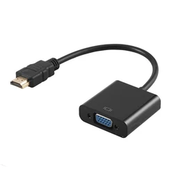HD 1080P HDMI to VGA Adapter Cable Converter for PC, Laptop, and Tablet (Black)