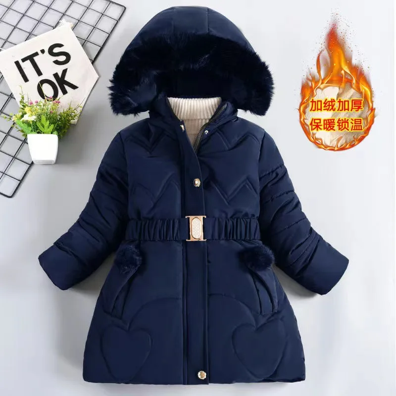 Children Jackets Girls Coat 3 4 5 6 8 10 Years Winter Girls Coat Keep Warm Thicken Kids Jacket Hooded Zipper Fur Collar Princess Outerwear