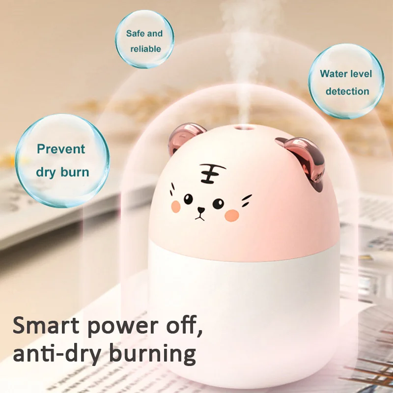 Humidificateur d'air，Ultrasonique Silencieux Humidificateur d'air Bébé ,  Avec veilleuse et 2 trous de pulvérisation