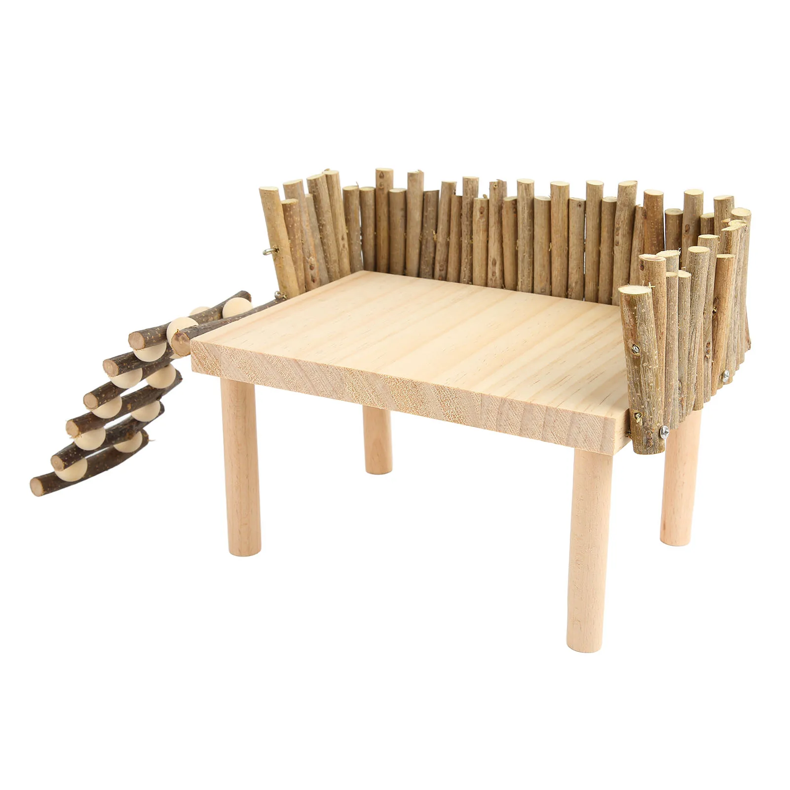 Piattaforma In Legno Per Criceti E Piccoli Animali - Con Scala Rotonda, Per Arrampicata, Gioco E Riposo In Gabbia