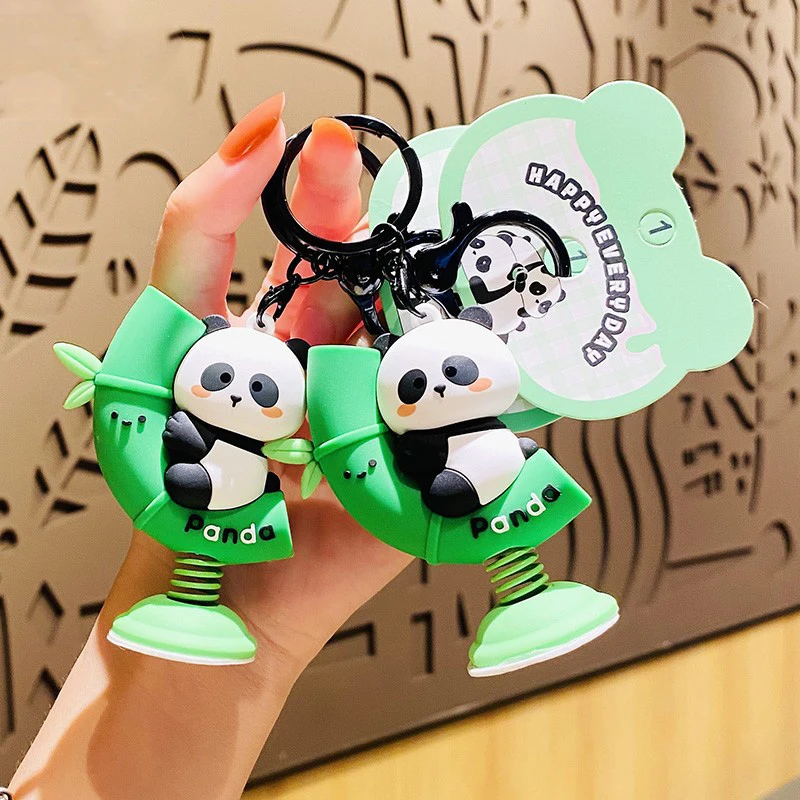 Naierhg 2Pcs Key Chain Metal Panda Doll Shape Key Holder for Daily