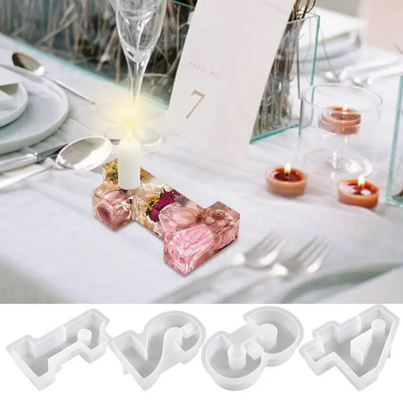 

Number Candle Holder Resin Molds Silicone Number Shape DIY Candlestick Molds For Crafts Candle Holder Plaster Resin Mould