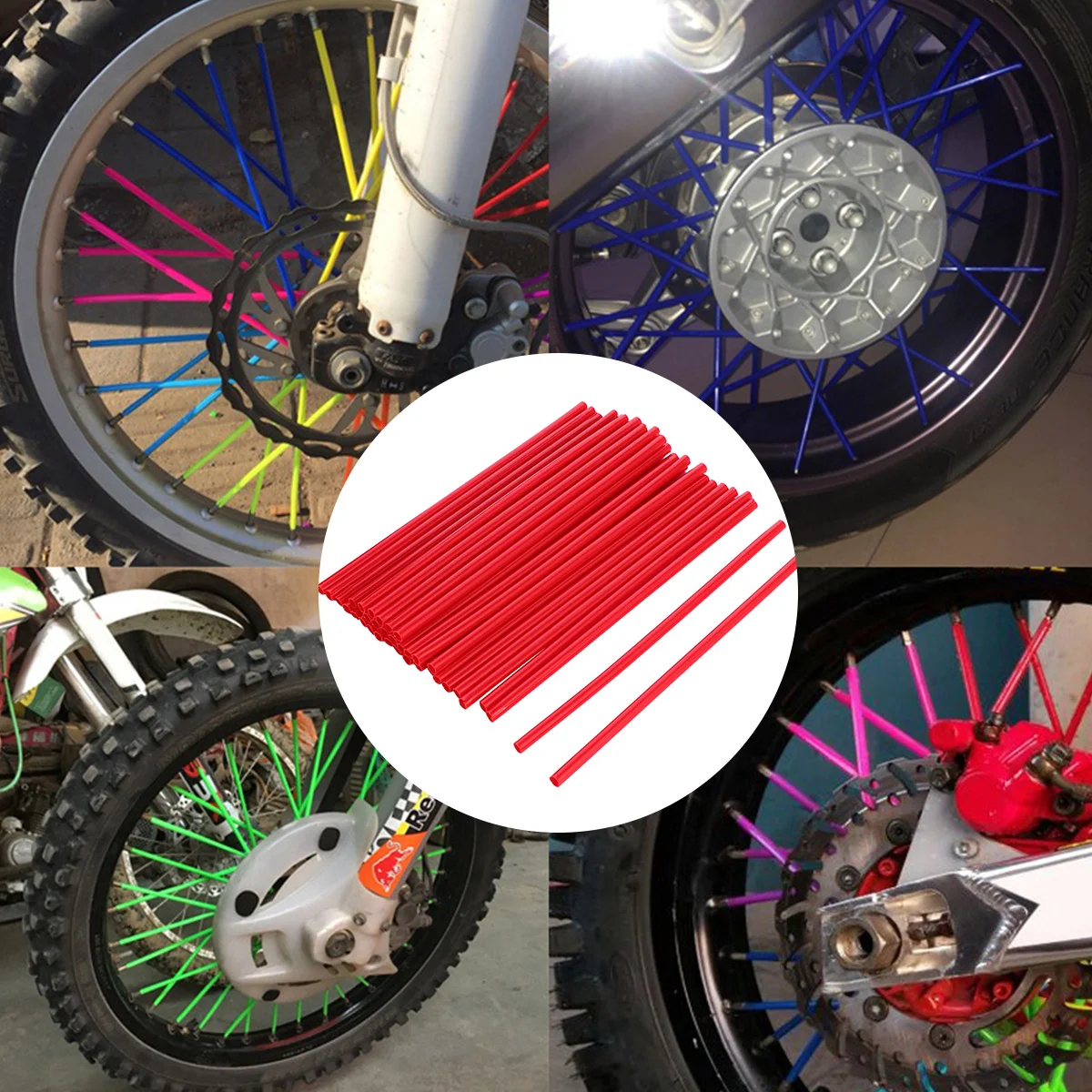 

36pcs Universal Spoke Skins Covers Coats Rims Covers for Motorcycle Dirt Bike