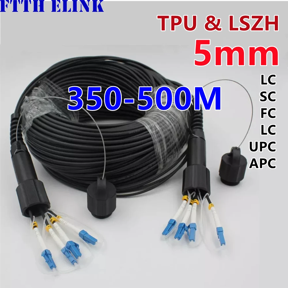 4 cores TPU Outdoor jumper 350m-500m 5mm LC-LC SC FC ST Fiber optic Patchcord LSZH waterproof SM Armored cable Singlemode FTTH patchcord cat 5e ftp lszh white 1 5m