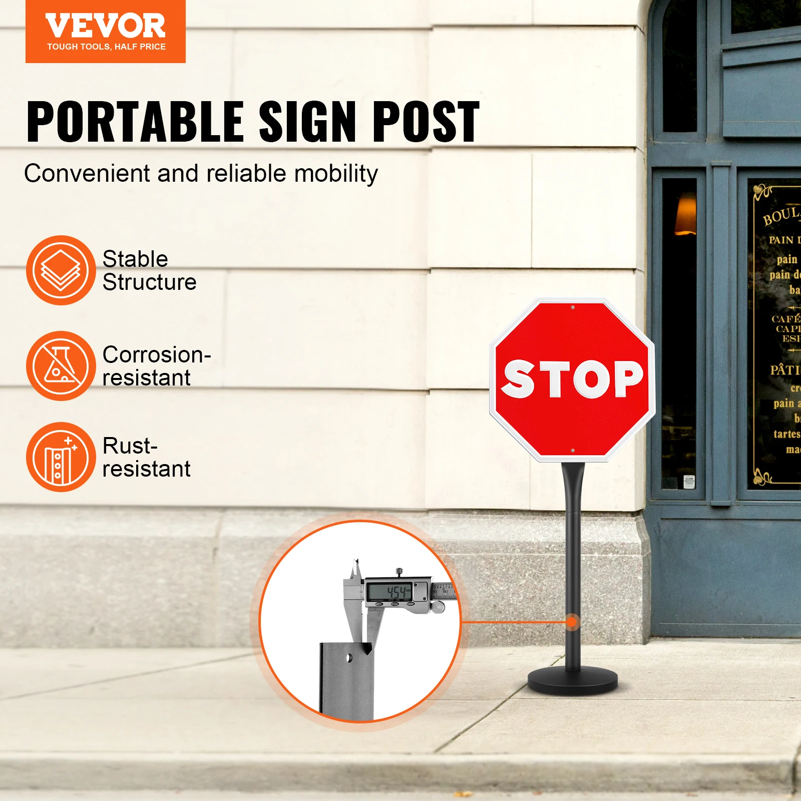 VEVOR Cast Iron Sign Post Heavy Duty Steel Post Holder Portable and Mobile for Garden Courtyard Farm or Traffic Intersection