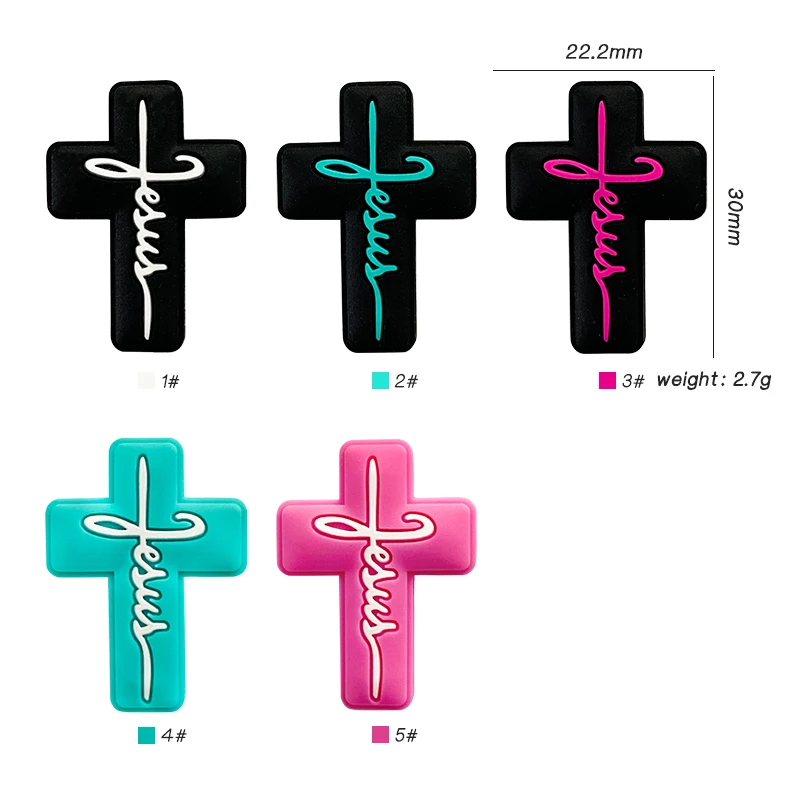 10Pcs Hot Sale Food grade Cross Silicone Focal Beads Jewelry  Baby Molar Toy For Pen Making  Bracelets Handmade Accessories 6