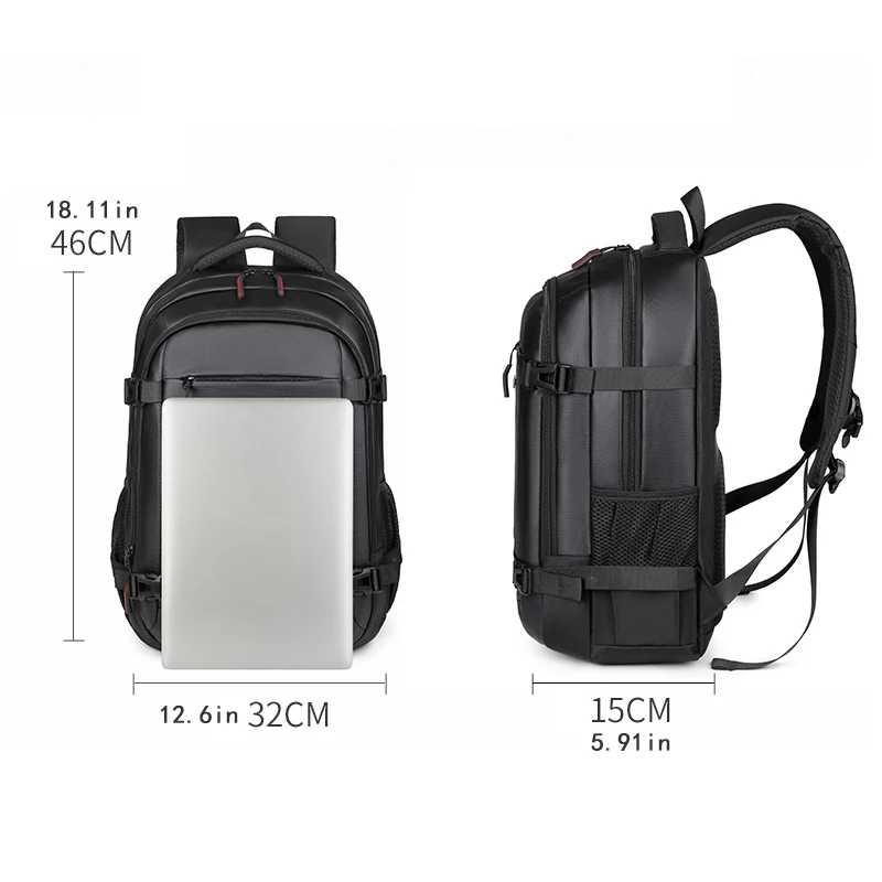 Men's large capacity Backpack - Laptop Backpack with side pocket - durable soft shell travel backpack, safety zipper closure, da