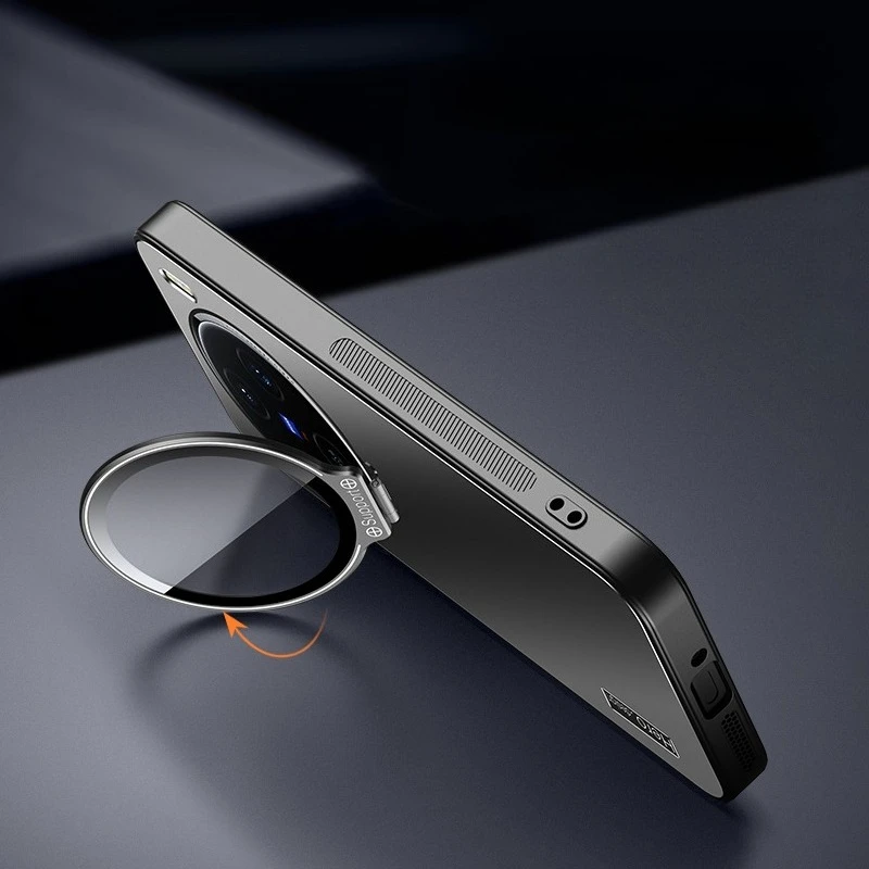 Matte Shockproof Back Cover with Camera Lens Protection and Invisible Bracket Holder