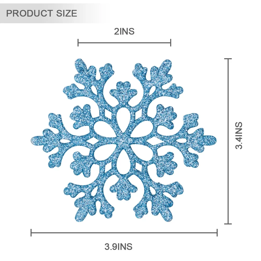 Christmas Ornaments Glitter Snowflake Strings 10pcs