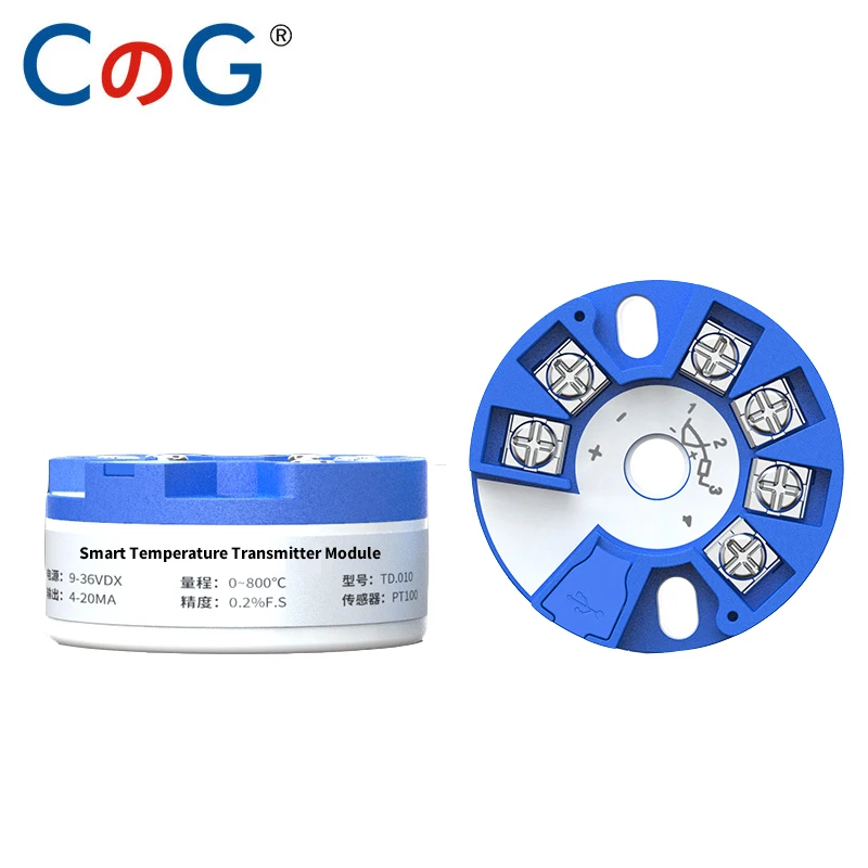 CG K/ J/ S/ B to 4-20mA 0-1800 섭씨 열전대 변환기, TC 입력 4-20mA 출력 헤드 마운트 온도 송신기