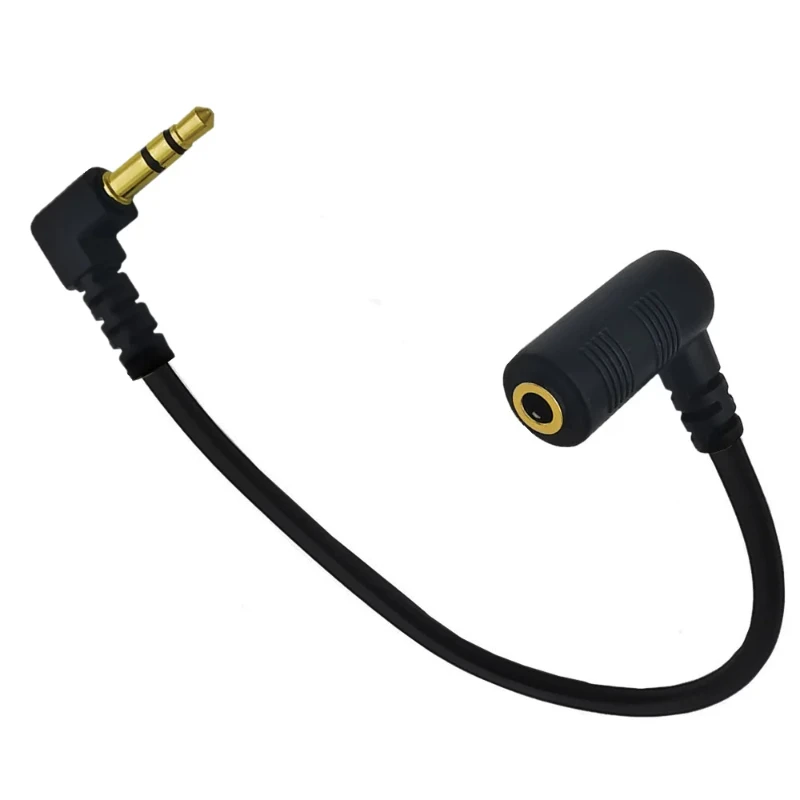 Short Gold Plating Right Angle Double Bend Stereo Trs 3.5mm Male To Female Audio Cable Adapter Trs 3.5 Audio Extension Cord M F