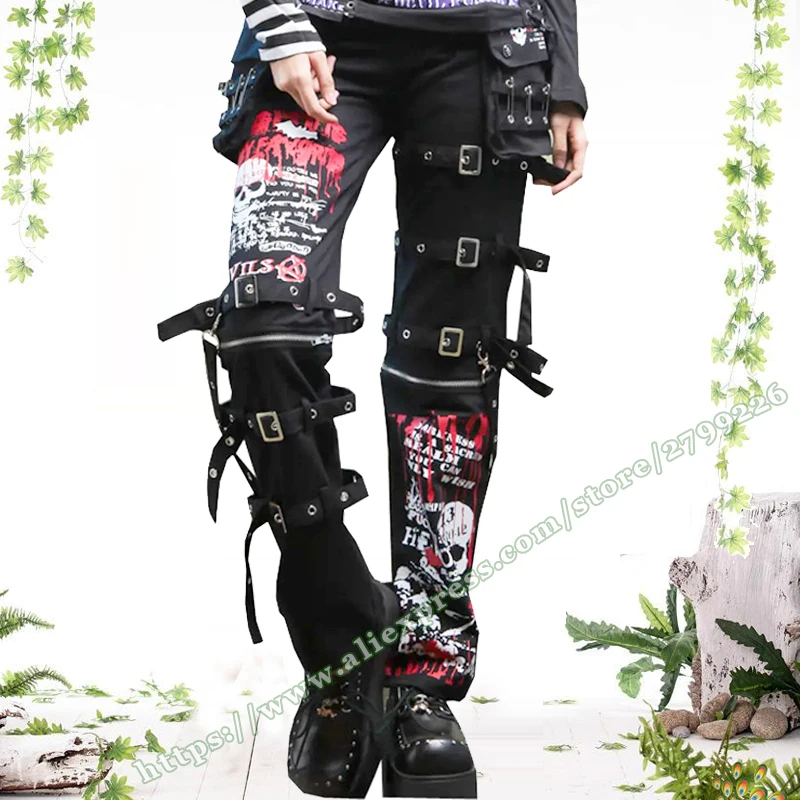 

Womens Kill Matt Rivet Bandage Jeans y2k Jeans for Mens Skull Pattern Gothic Punk Kill Matt Rock Graffiti y2k pants men