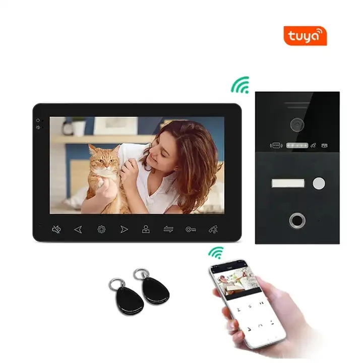 

Tuya Smart App Control IP Wifi Video Door Phone Intercom Doorbell Fingerprint Access Card Access DC 12V For 3 Apartments