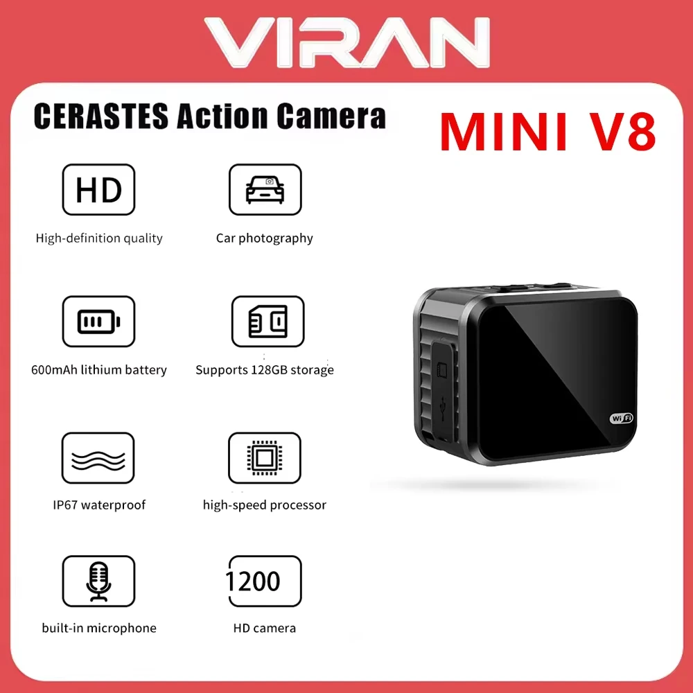 비란 미니 V8 액션캠 울트라 HD 자전거 헬멧 카메라 145 °   자동차 대시..