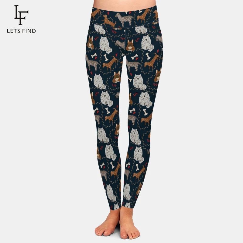 LETSFIND Hot Sales High Waist Women Leggings Dogs Funny Cartoon Style Digital Printing Workout Elastic Leggings