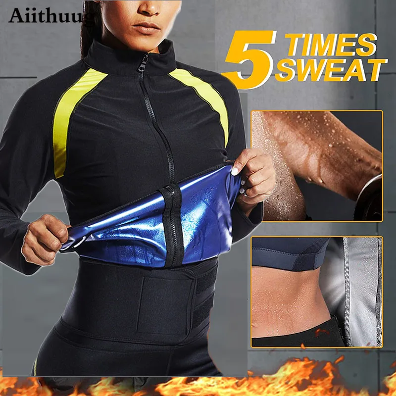 Women Slimming Sweat Sauna Suit Workout Tops Body Shaper Jacket