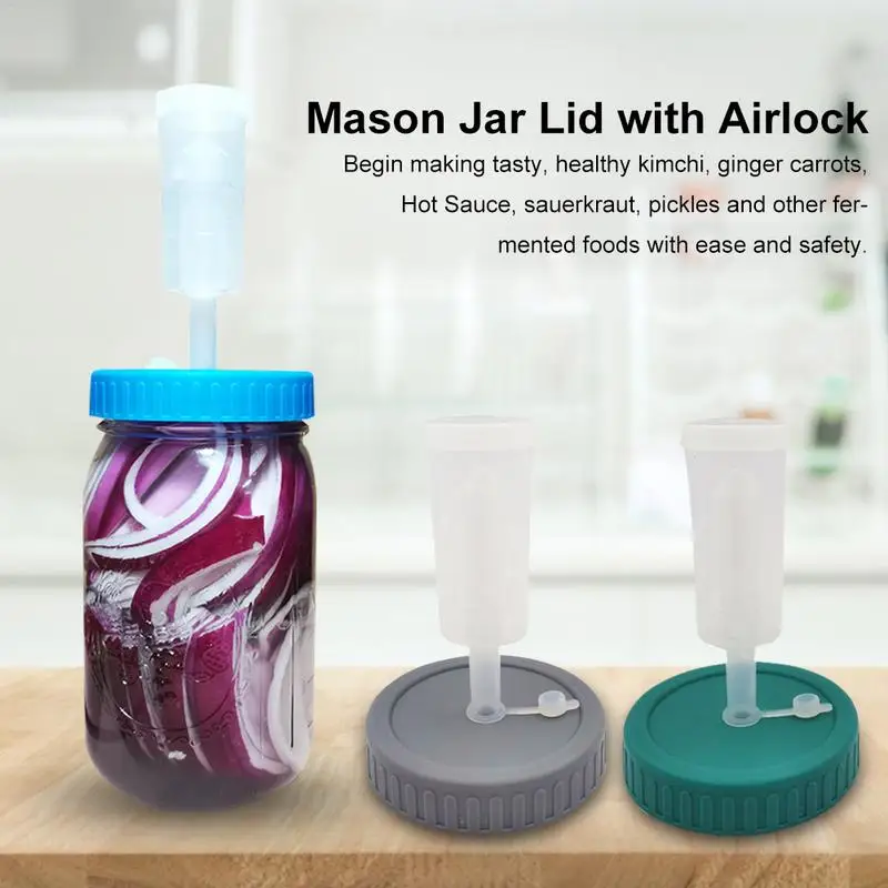 Mason Jar Fermentation Lid Premium Mason Jar Fermenting Lid With Silicone Ring And Airlock Fermentation Kit For Wide Mouth Jars mason jar fermentation lid